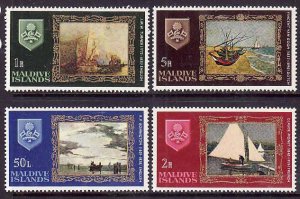 Maldive Is.-Sc#262-5- id9-unused NH set-Seascapes-Boats-Paintings-1968-