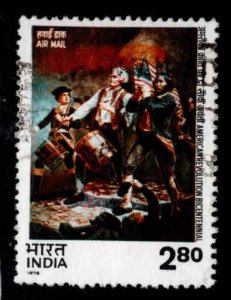 India  Scott C8 Used  Airmail stamp commemorating US Bicentennial