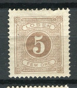 SWEDEN; 1874 early classic Postage Due Perf 13 issue mint 5ore. value