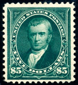 US 263 $5 First Bureau 1894 John Marshall no watermark PF grade 80 unused OG HR