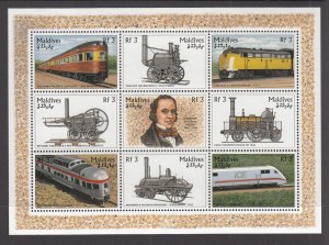 Maldive Islands 2178 Trains Souvenir Sheet MNH VF