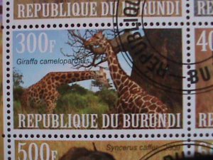 BURUNDI-2009- AFRICA ENDANGER WILD ANIMALS- CTO SHEET VERY FINE-