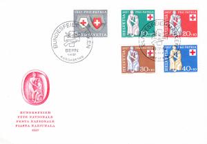 Switzerland 1957 Pro-Patria set complete Unaddressed FDC  VF