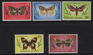 NORFOLK ISLANDS, 211-215 MNH BUTTERFLIES