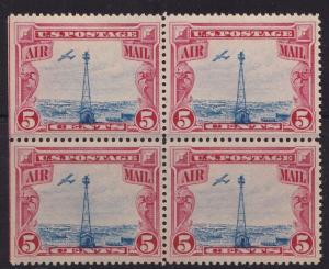 United States 1928 C11 Airmail Beacon block of 4.  F/FV/Mint-hinged.