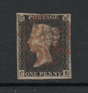 Great Britain, Sc 1 (SG 2), used, four margins (large tear) (CV $375.00)