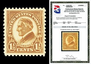 Scott 553 1925 1½c Harding Perforated 11 Mint Graded XF-90J NH with PSE CERT!