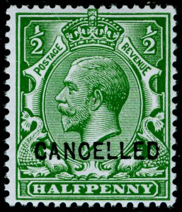 SG351 SPEC N14(1)v, ½d green, NH MINT. Cat £80+. 'CANCELLED' TYPE 24.