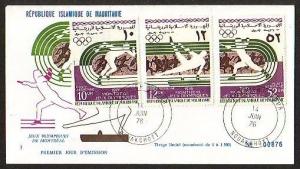 Mauritania, Scott cat. C164-C166. Montreal Olympics issue. First day cover. ^