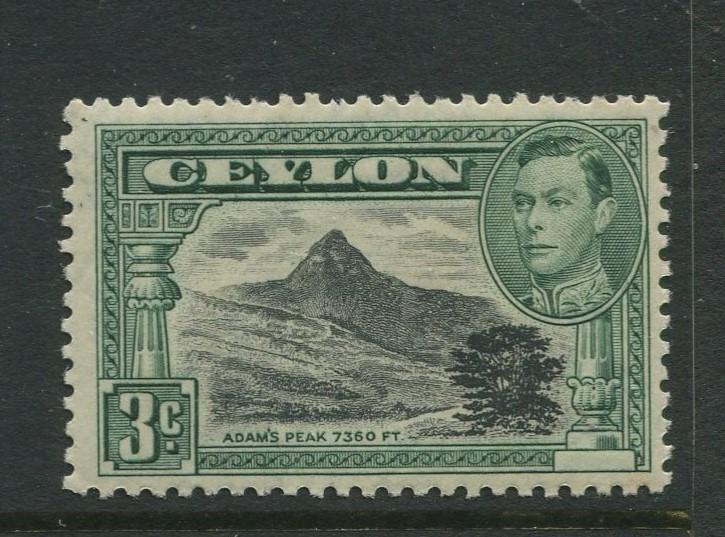 Ceylon -Scott 279 - KGVI Definitive Issue - 1938 - MVLH - Single 3c Stamp