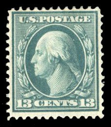 United States, 1904-9 #339 Cat$37.50, 1909 13c blue green, hinged