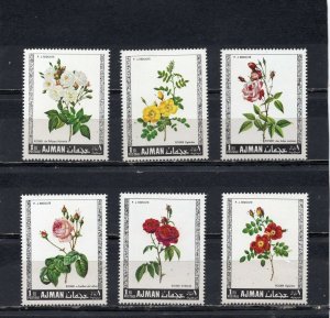 AJMAN 1969 FLOWERS/ROSES SET OF 6 STAMPS PERF. MNH