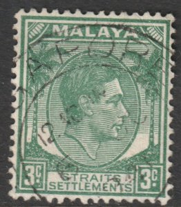 Malaya Straits Setts Scott 239b - SG295, 1937 George VI 3c Die II used