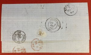 Danish West Indies, 1869, Stampless Cover, Sent to France, 9 Postal Markings 