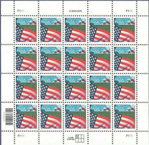 Flag Over Farm Sheet of Twenty 34 Cent Postage Stamps Scott 3448