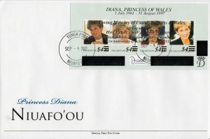 Niuafo'ou 2012 FDC Princess Diana Overprint 4v M/S 1st Wedding Ann William Kate 