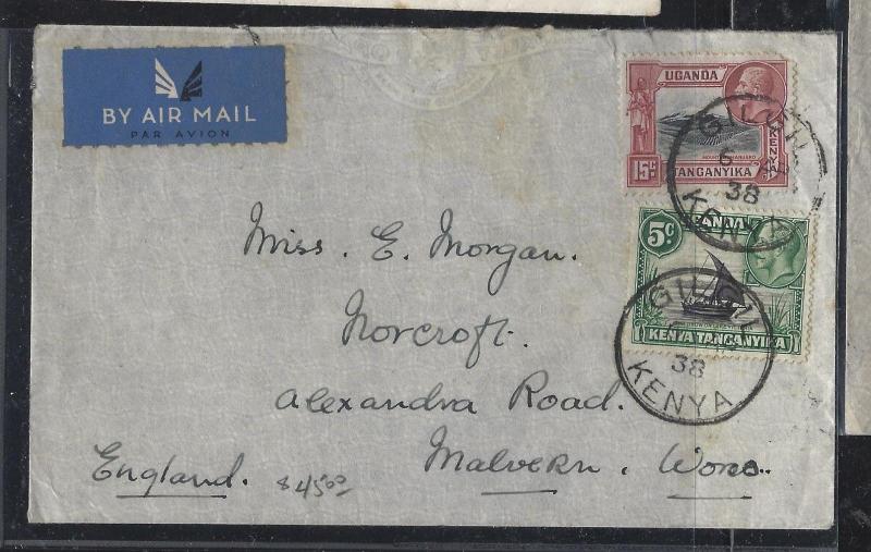 KENYA.UGANDA, TANGANYIKA (P0302B)1938  KGV 5C+15C GILGIL TO ENGLAND