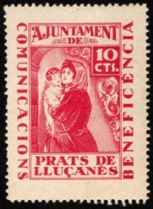 1937 Spain Civil War 10 Centimos Council Of Prats de Lluçanès Social Assistance