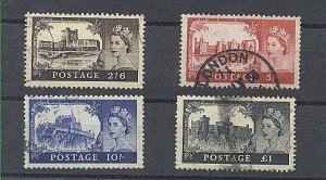 U.K 1955-58 CASTLES SET OF USED STAMPS