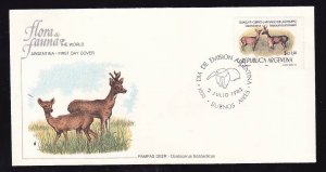 Flora & Fauna of the World #137c-stamp on FDC-Animals-Pampas Deer-Argentina-sing