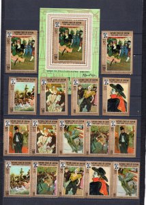 ADEN/KATHIRI 1967 PAINTINGS 2 SETS OF 8 STAMPS PERF. & IMPERF. & S/S MNH