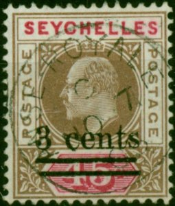 Seychelles 1903 3c on 45c Brown & Carmine SG59 V.F.U 'Royale NO 7 05 CDS'