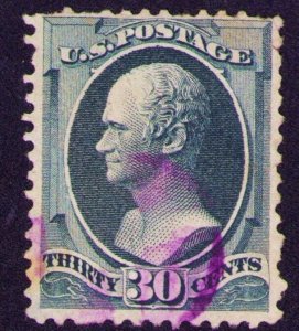 US Scott # 165 30c Hamilton Used  Nibbed Perfs Top