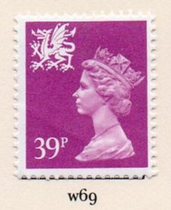 Great Britain Wales Sc WMMH57 1991 39p  Machin Head  stamp used