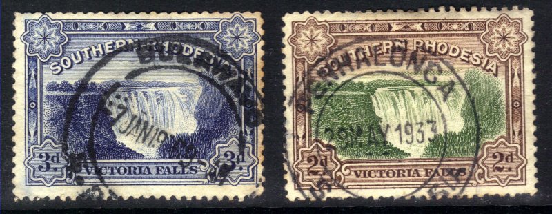 Southern Rhodesia 1932 KGV Set Victoria Falls Used SG 29 & 30 ( D514 ) 