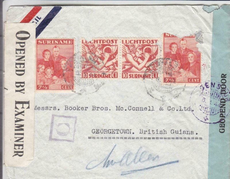 1944, Paramarito, Suriname to British Guiana, Censored, See Remark (C3433)