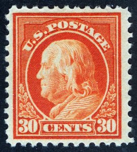 US Sc 516 Orange Red 30¢ 1917 UnWmk p.11 Hinged Original Gum