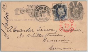 United States c. 1870s Worcester Massachusetts Fancy Cancel Postal Card Germany