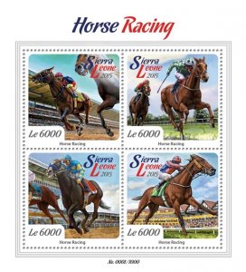 SIERRA LEONE - 2015 - Horse Racing - Perf 4v Sheet - Mint Never Hinged