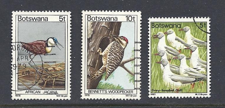 Botswana #202,204,307. Used CV$2.55. Birds