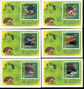 DJIBOUTI 6 SHEETS IMPERF HEDGEHOGS