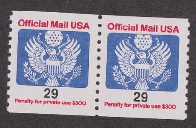 O145 29c Official Mail MNH coil pair