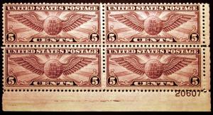 #C16 Air Post 5c Violet 1931 VF Plate #20607 Block of 4 *MNH*