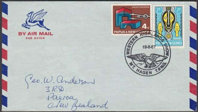 PAPUA NEW GUINEA 1967 cover WESTERN HIGHLANDS SHOW commem cancel............N679