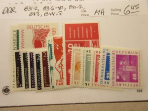 GERMANY DDR Scott B31-2, B36-40, B41-2, B43, B44-8 MINT HINGED Cat $6.45