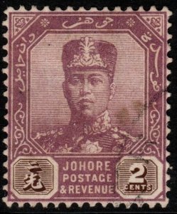 MALAYA JOHORE SG104 1924 2c PURPLE & SEPIA USED