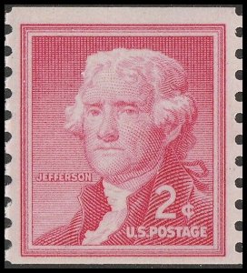 US 1055 Thomas Jefferson 2c coil single MNH 1957