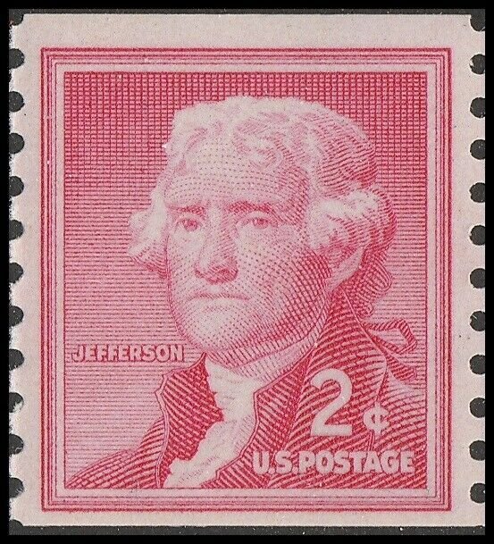 US 1055 Thomas Jefferson 2c coil single MNH 1957