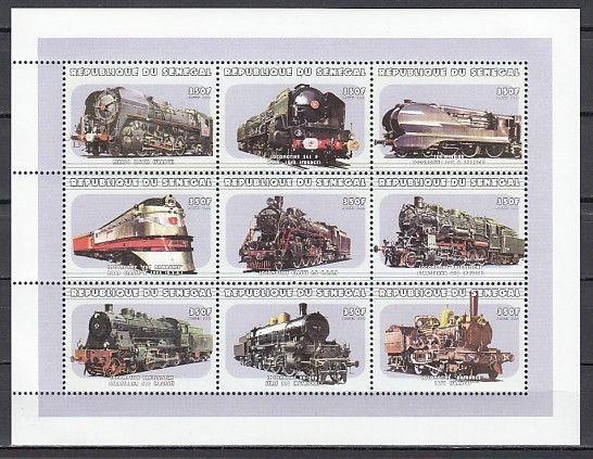 Senegal, Scott cat. 1388. Locomotives sheet of 9. ^