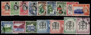 JAMAICA QEII SG159-174, 1956-58 complete set, USED. Cat £60.