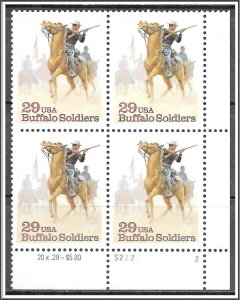 US Plate Block #2818 Buffalo Soldiers MNH