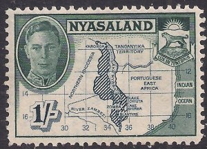 Nyasaland 1945 KGV1 1/-d Map of Nyasa MM SG 152 ( F407 )