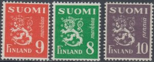 FINLAND Sc #302-4 MNH LION TYPE of 1930 - 3 LOW VALUES of 4 VALUE SET