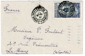 Middle Congo 1921 Brazzaville cancel on cover to France, Scott 10