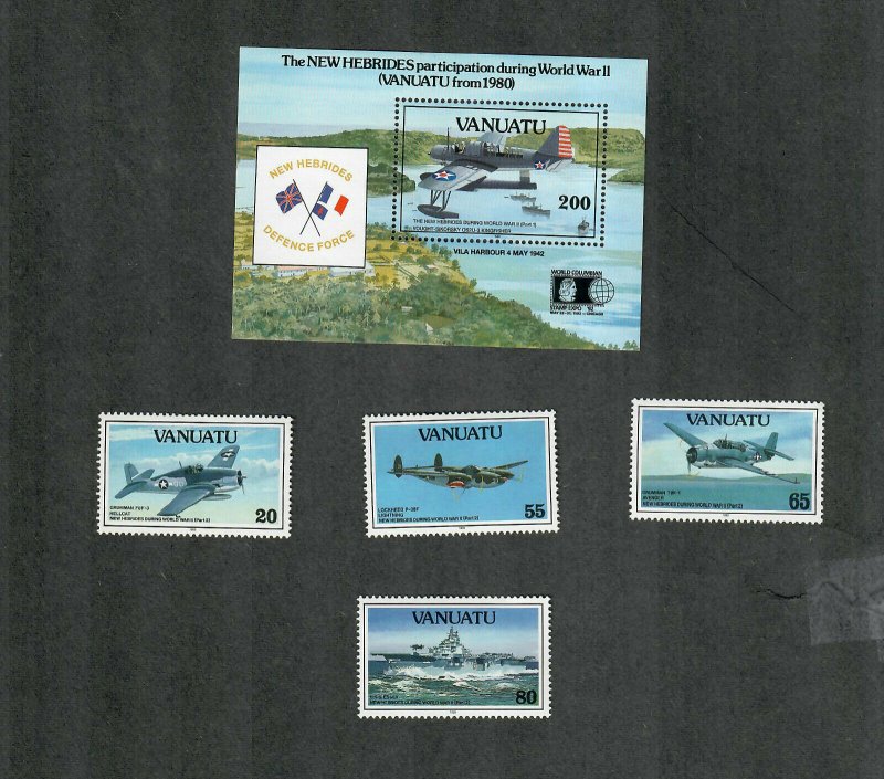 Vanuatu Sc#564, 590-593 M/NH/VF, Planes, Cv. $22.15