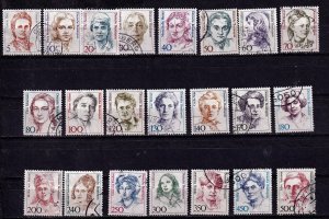 Germany 1986-1991 -  Famous Women , Used set # 1475-1494A